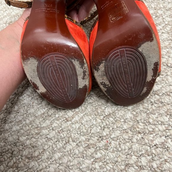Chie Mihara red brown strappy heels size 37.5 - Picture 7 of 9